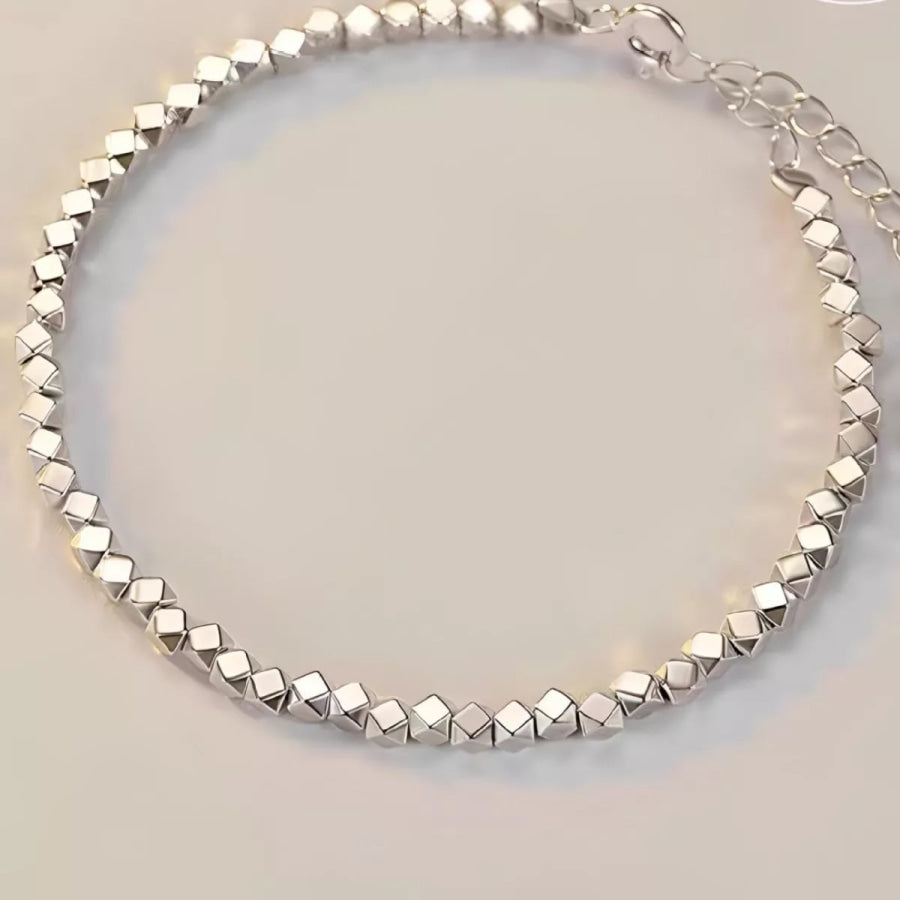 925 Sterling Silver Geometric Chain Adjustable Bracelet Silver / onesize Apparel and Accessories