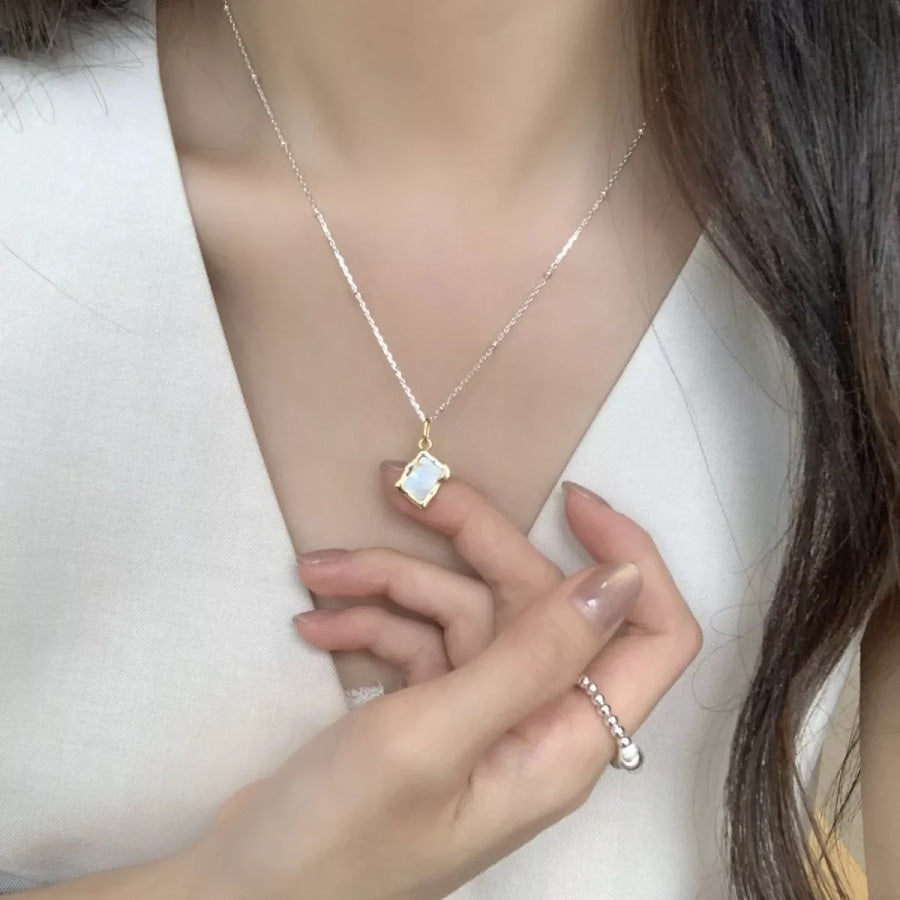 925 Sterling Silver Geometric Necklace Silver / One Size Apparel and Accessories