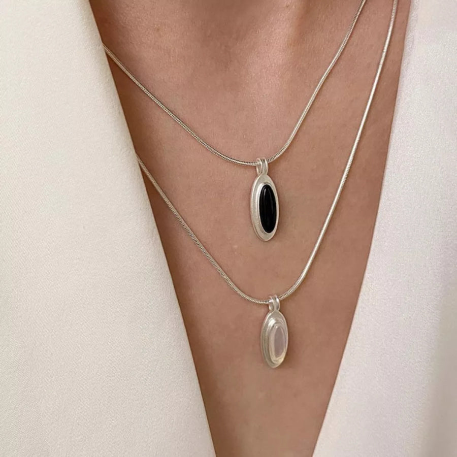 925 Sterling Silver Geometric Pendant Necklace Apparel and Accessories