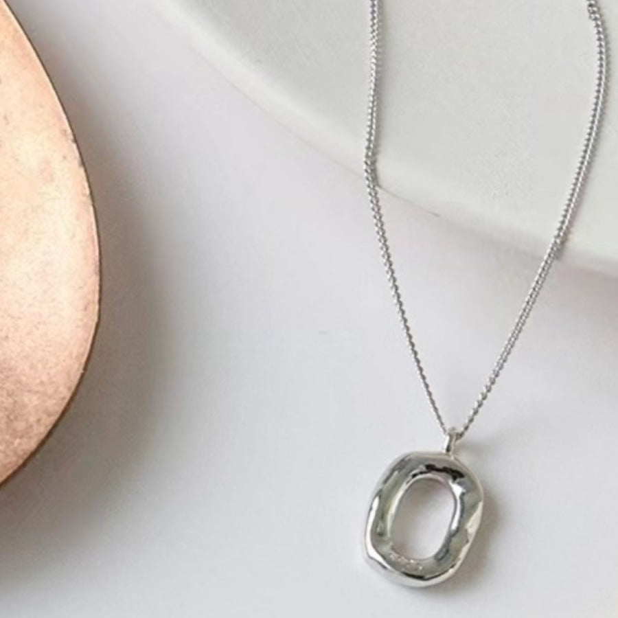 925 Sterling Silver Geometric Pendant Necklace Silver / One Size Apparel and Accessories