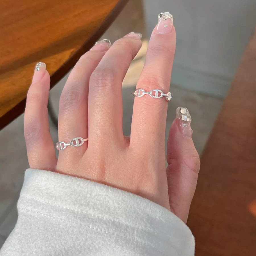 925 Sterling Silver Geometric Ring Silver / ONESIZE Apparel and Accessories