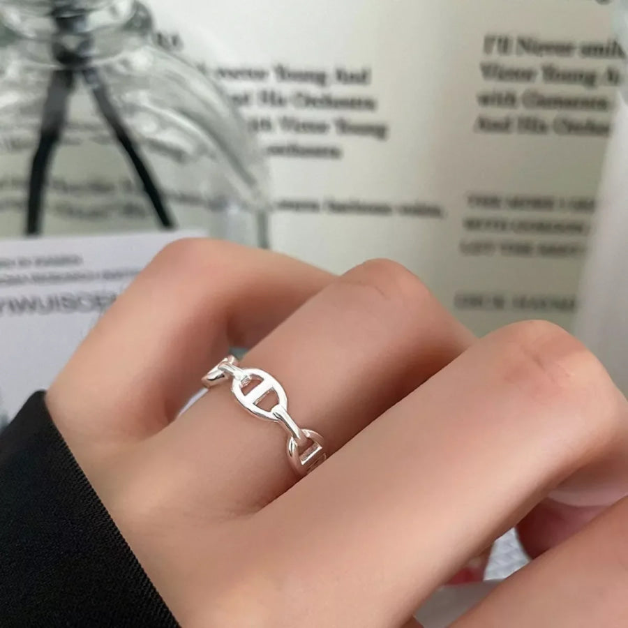 925 Sterling Silver Geometric Ring Silver / ONESIZE Apparel and Accessories