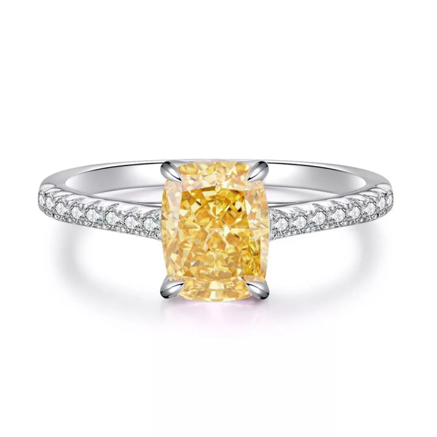 925 Sterling Silver Geometric Ring Yellow / 5 Apparel and Accessories