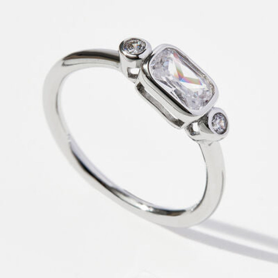 925 Sterling Silver Geometric Zircon Ring Apparel and Accessories