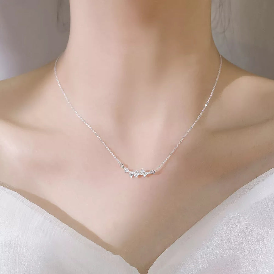 925 Sterling Silver Ginkgo Leaf Necklace Silver / One Size Apparel and Accessories