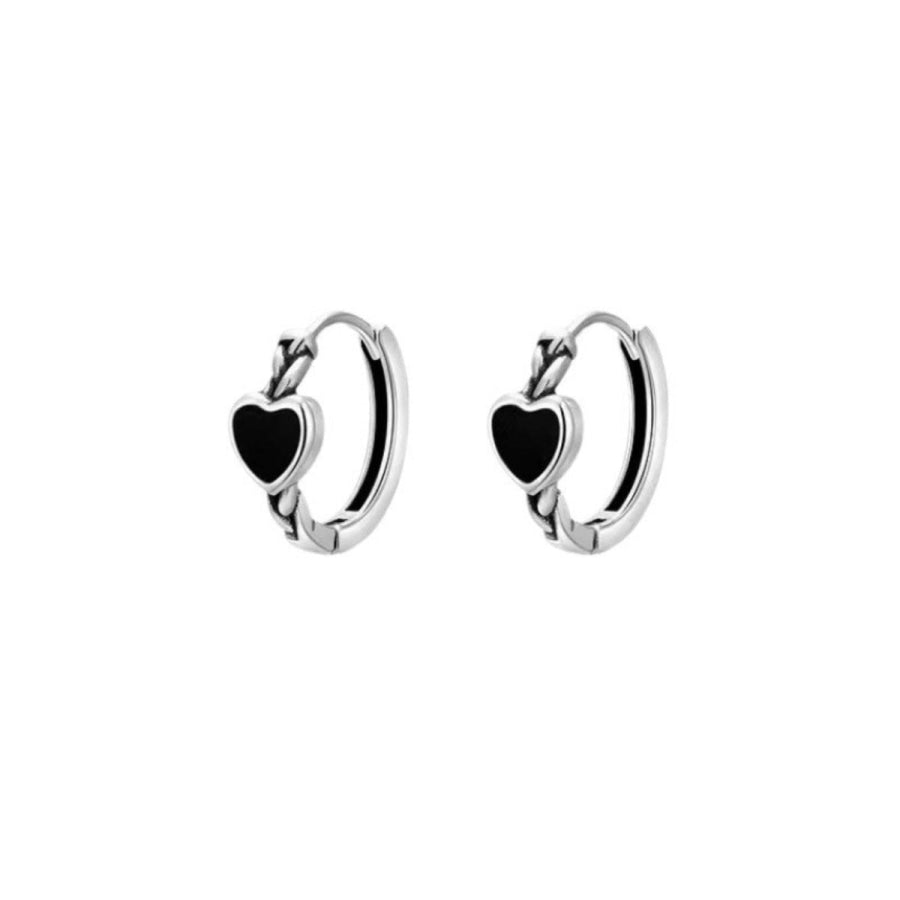 925 Sterling Silver Heart Hoop Earrings Silver / One Size Apparel and Accessories