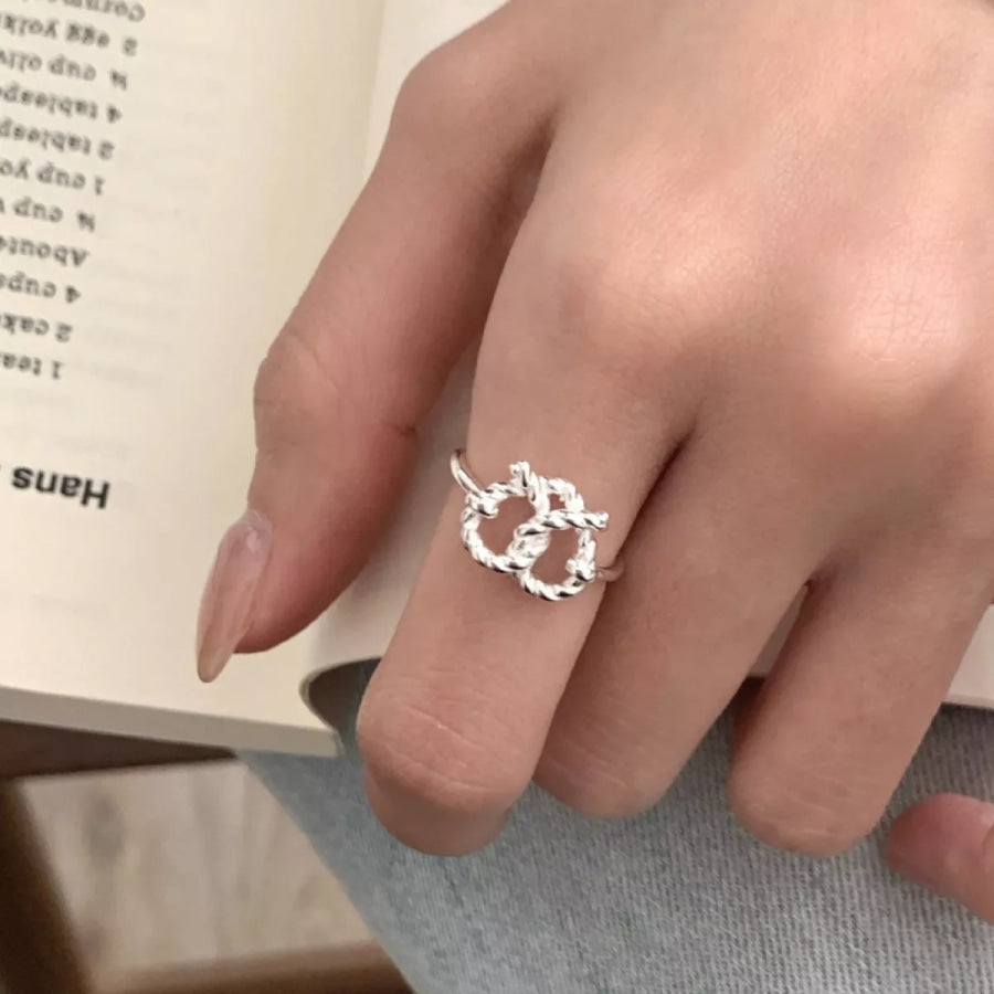 925 Sterling Silver Heart Knot Ring Silver / One Size Apparel and Accessories