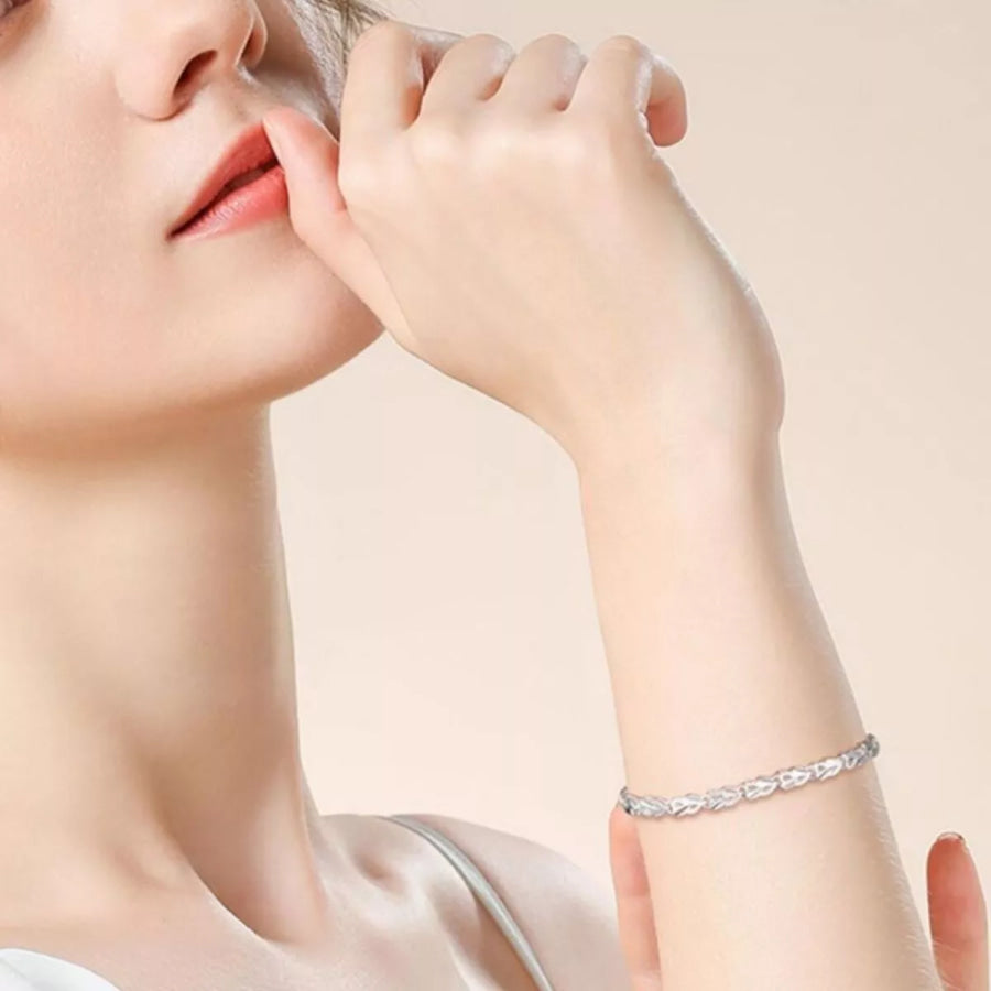 925 Sterling Silver Heart Link Bracelet Silver / onesize Apparel and Accessories