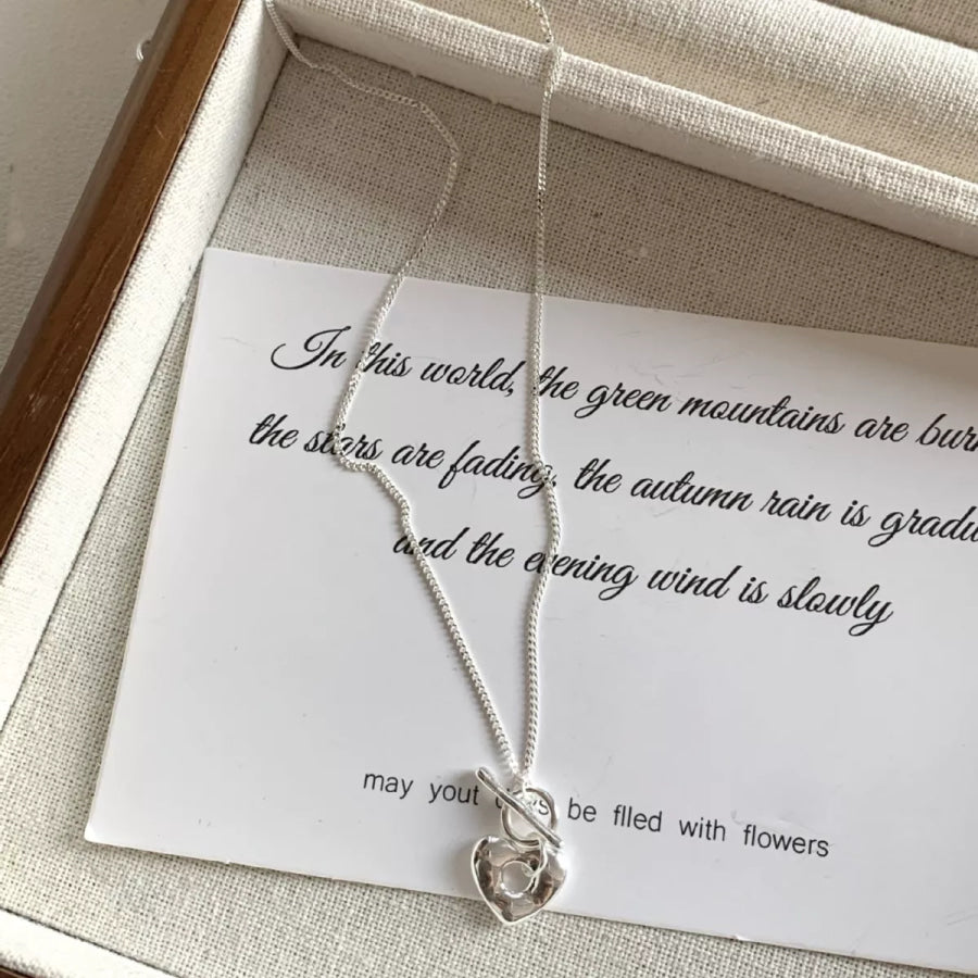 925 Sterling Silver Heart Necklace Silver / One Size Apparel and Accessories