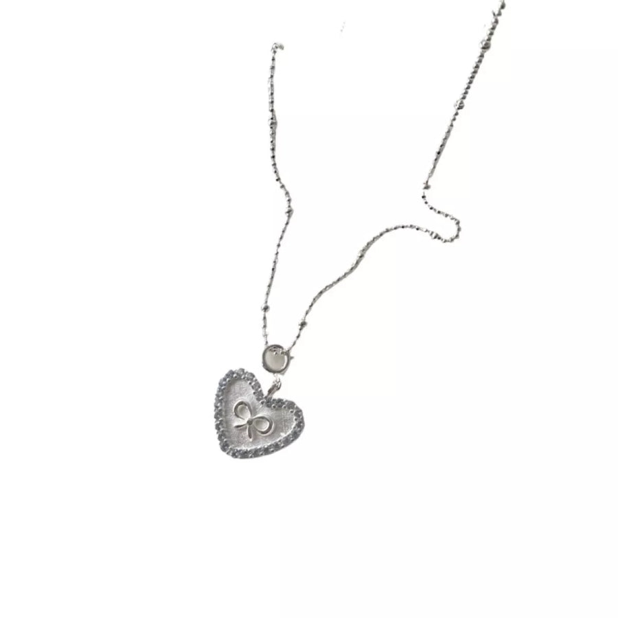 925 Sterling Silver Heart Necklace Silver / One Size Apparel and Accessories