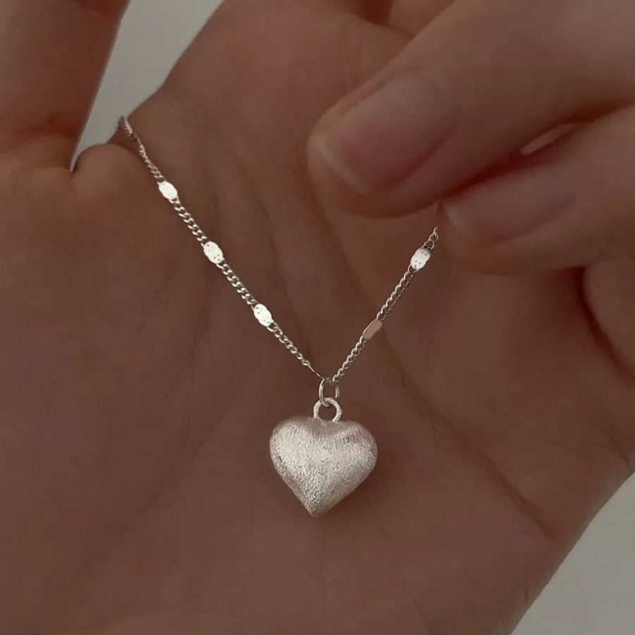 925 Sterling Silver Heart Necklace Silver / One Size Apparel and Accessories