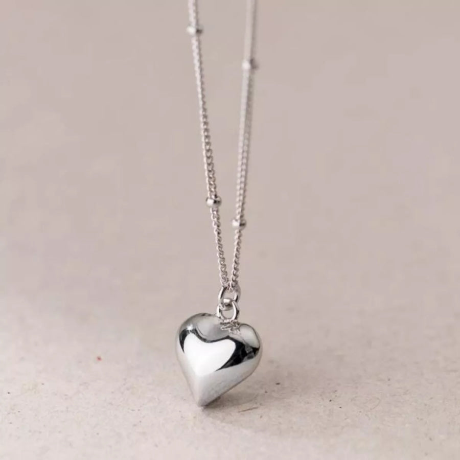 925 Sterling Silver Heart Necklace Silver / One Size Apparel and Accessories