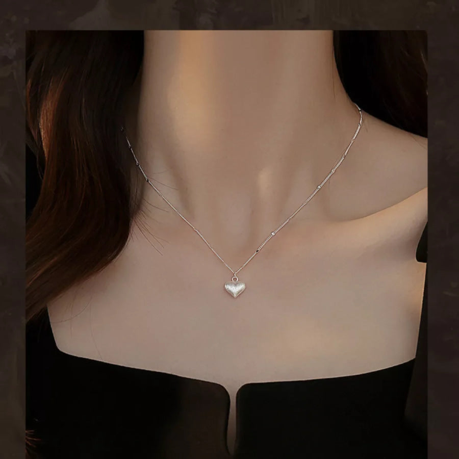 925 Sterling Silver Heart Necklace Silver / One Size Apparel and Accessories
