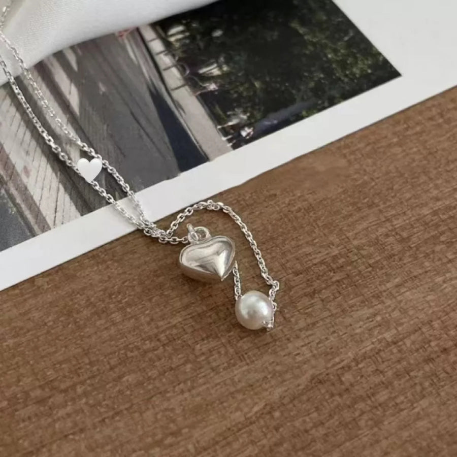 925 Sterling Silver Heart Necklace Silver / One Size Apparel and Accessories