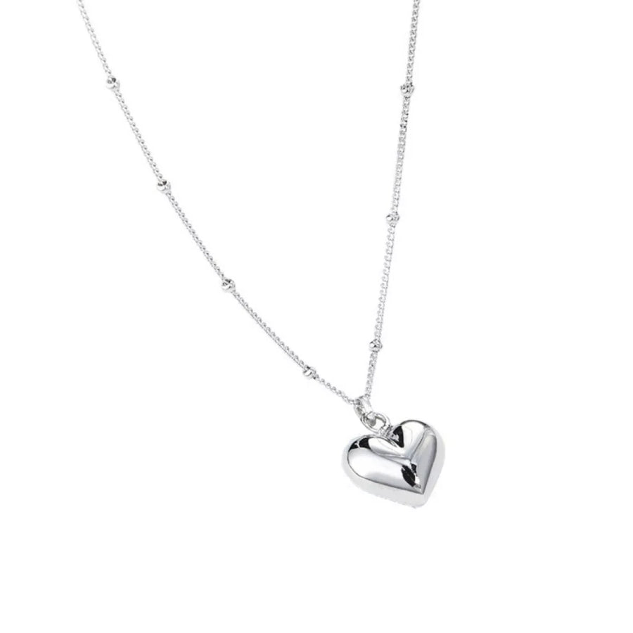 925 Sterling Silver Heart Necklace Silver / One Size Apparel and Accessories