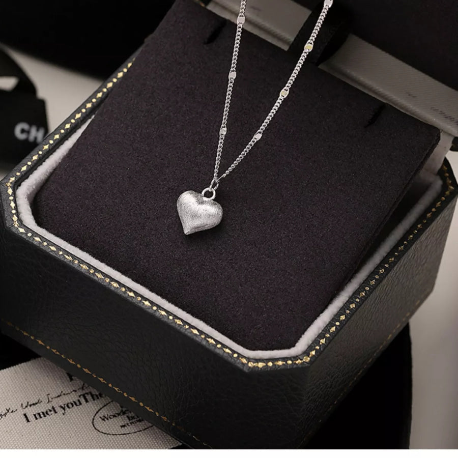 925 Sterling Silver Heart Necklace Silver / One Size Apparel and Accessories