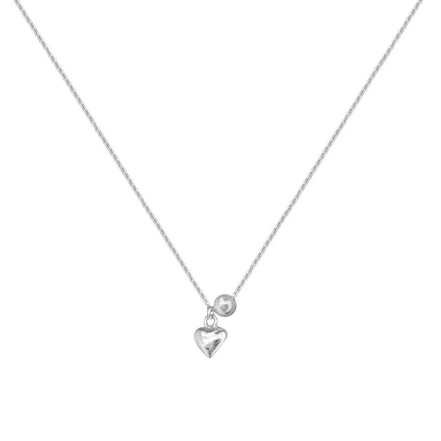 925 Sterling Silver Heart Necklace Silver / One Size Apparel and Accessories