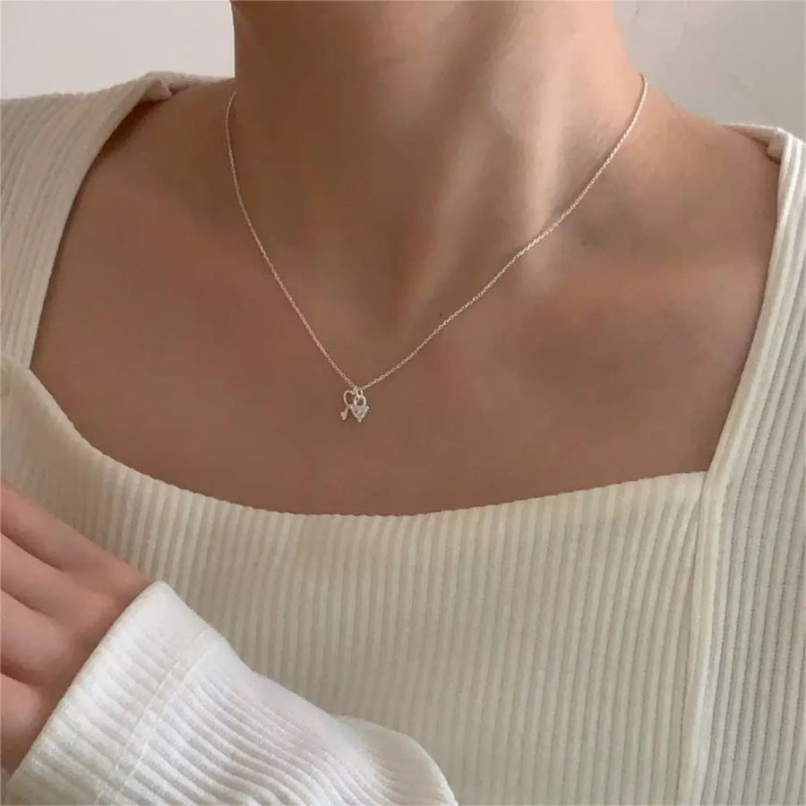 925 Sterling Silver Heart Necklace Silver / One Size Apparel and Accessories
