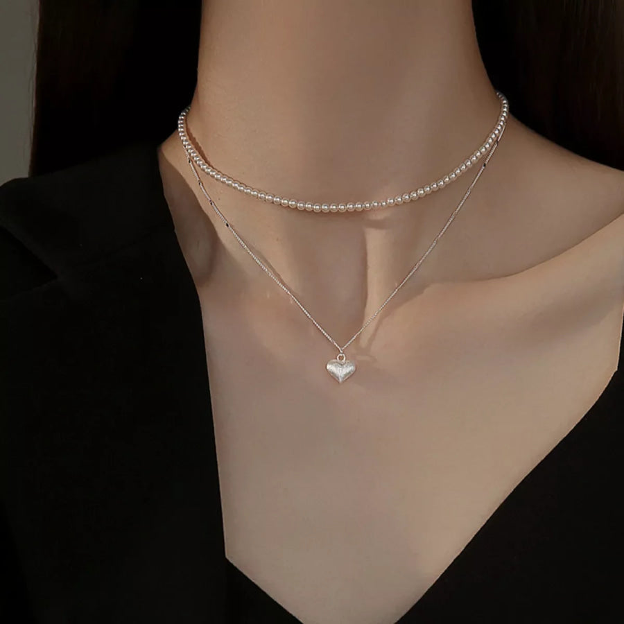 925 Sterling Silver Heart Necklace Silver / One Size Apparel and Accessories
