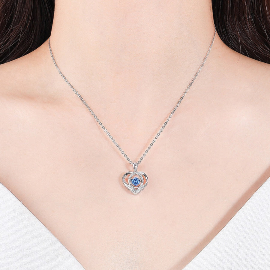 925 Sterling Silver Heart Pendant Necklace Silver / One Size Apparel and Accessories