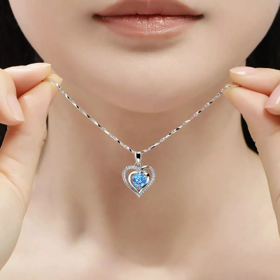 925 Sterling Silver Heart Pendant Necklace Silver / onesize Apparel and Accessories