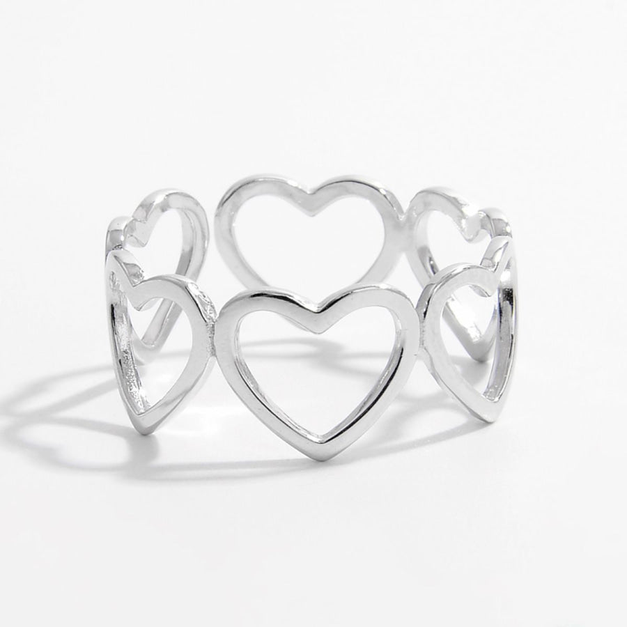 925 Sterling Silver Heart Ring Silver / 6 Apparel and Accessories