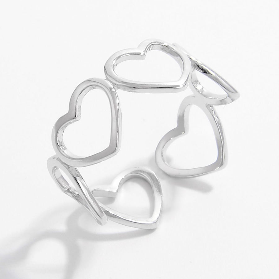 925 Sterling Silver Heart Ring Silver / 6 Apparel and Accessories