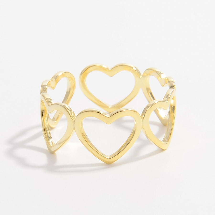 925 Sterling Silver Heart Ring Gold / 6 Apparel and Accessories
