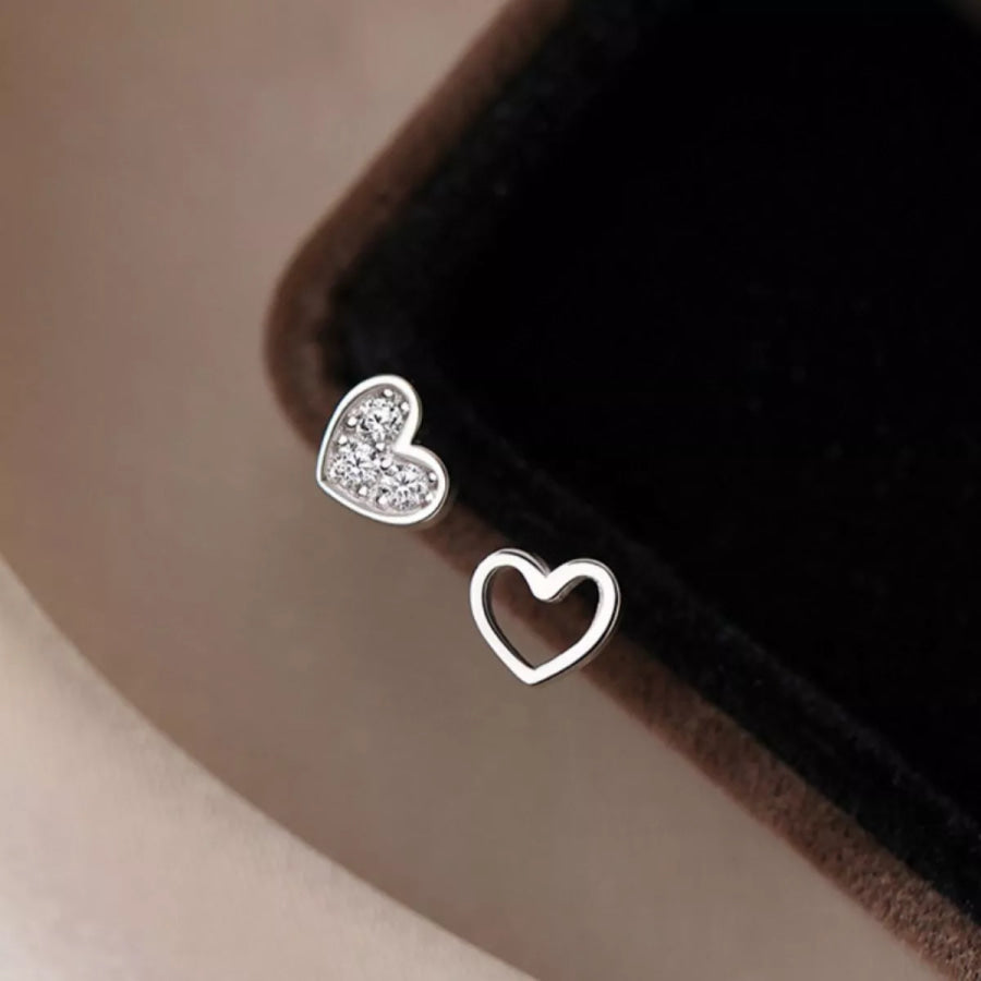 925 Sterling Silver Heart Stud Earrings Silver / One Size Apparel and Accessories