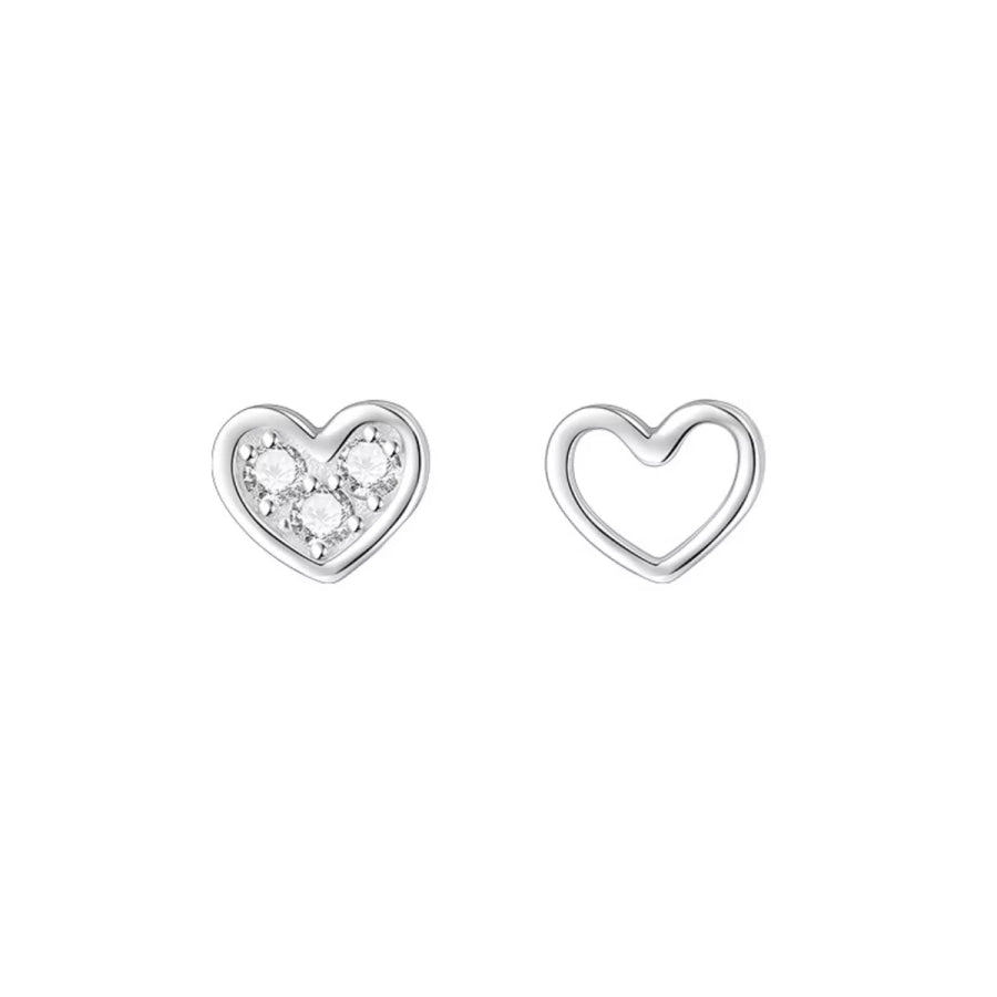 925 Sterling Silver Heart Stud Earrings Silver / One Size Apparel and Accessories