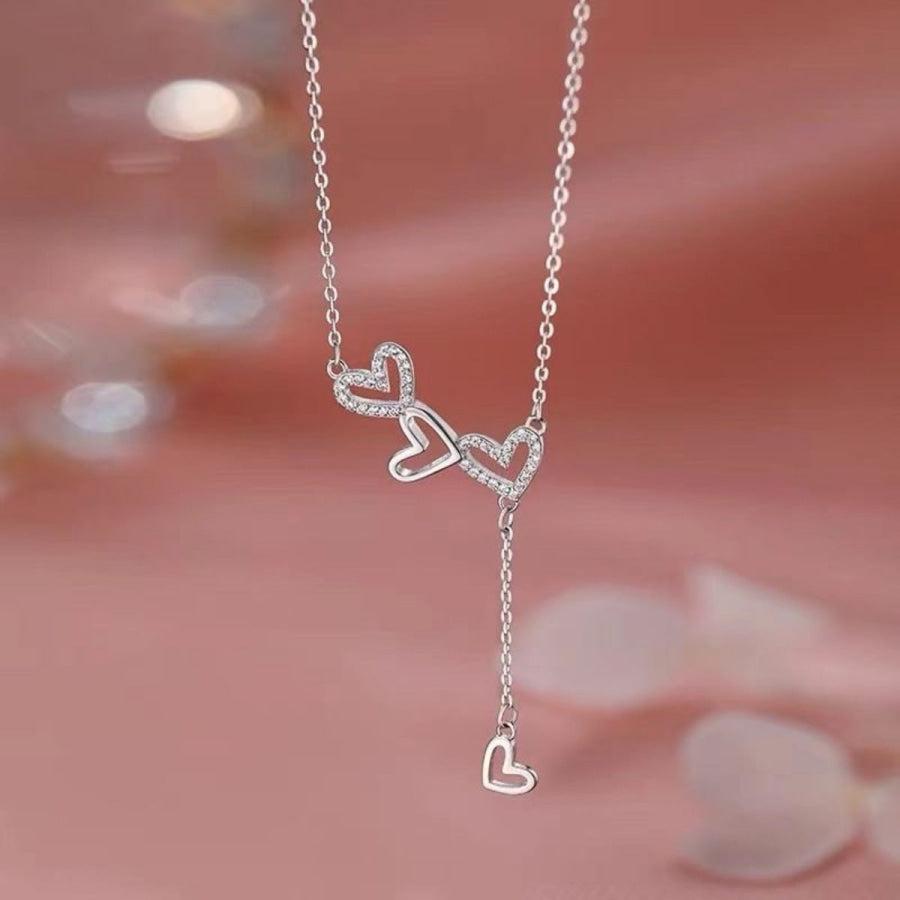 925 Sterling Silver Heart Y-Necklace Silver / One Size Apparel and Accessories