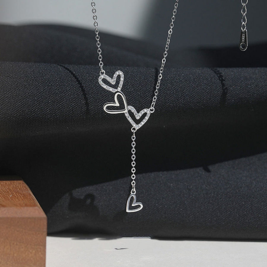 925 Sterling Silver Heart Y-Necklace Silver / One Size Apparel and Accessories