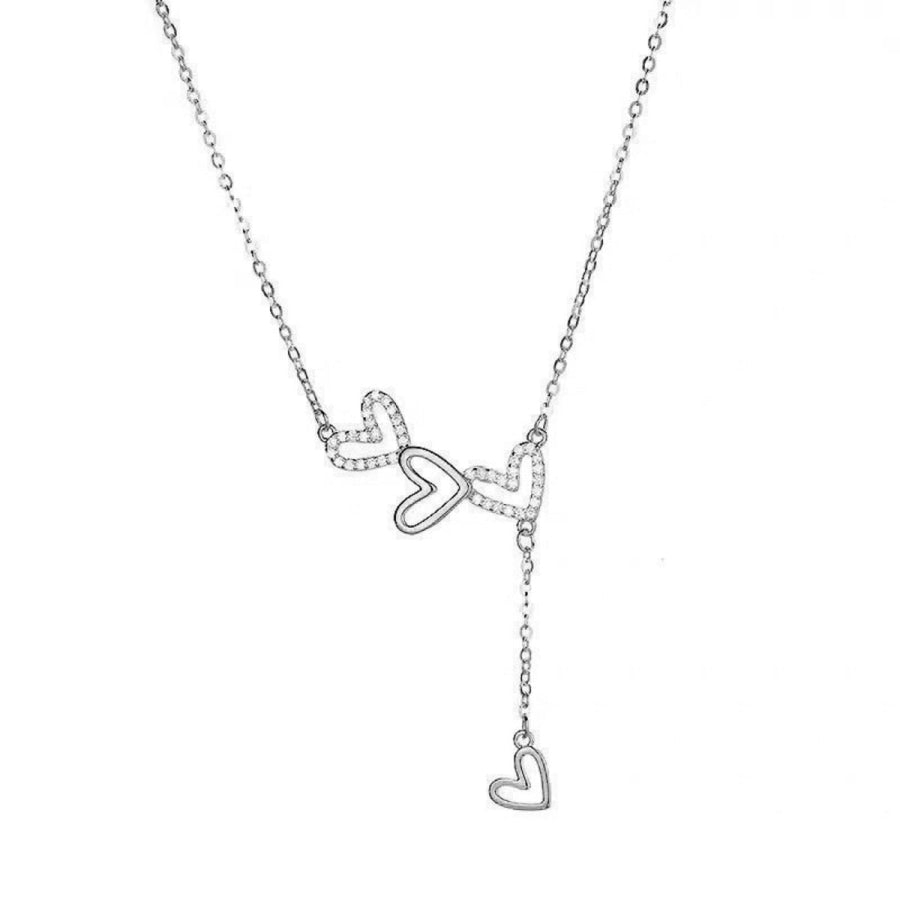 925 Sterling Silver Heart Y-Necklace Silver / One Size Apparel and Accessories