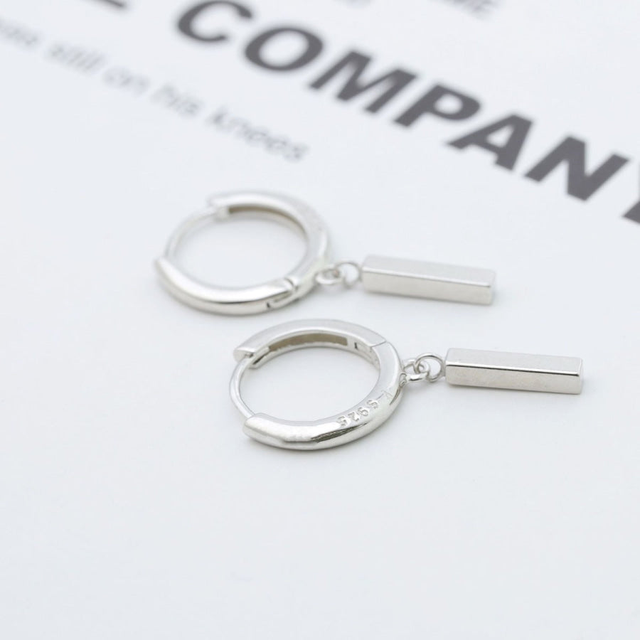 925 Sterling Silver Hoop Bar Earrings Silver / One Size Apparel and Accessories