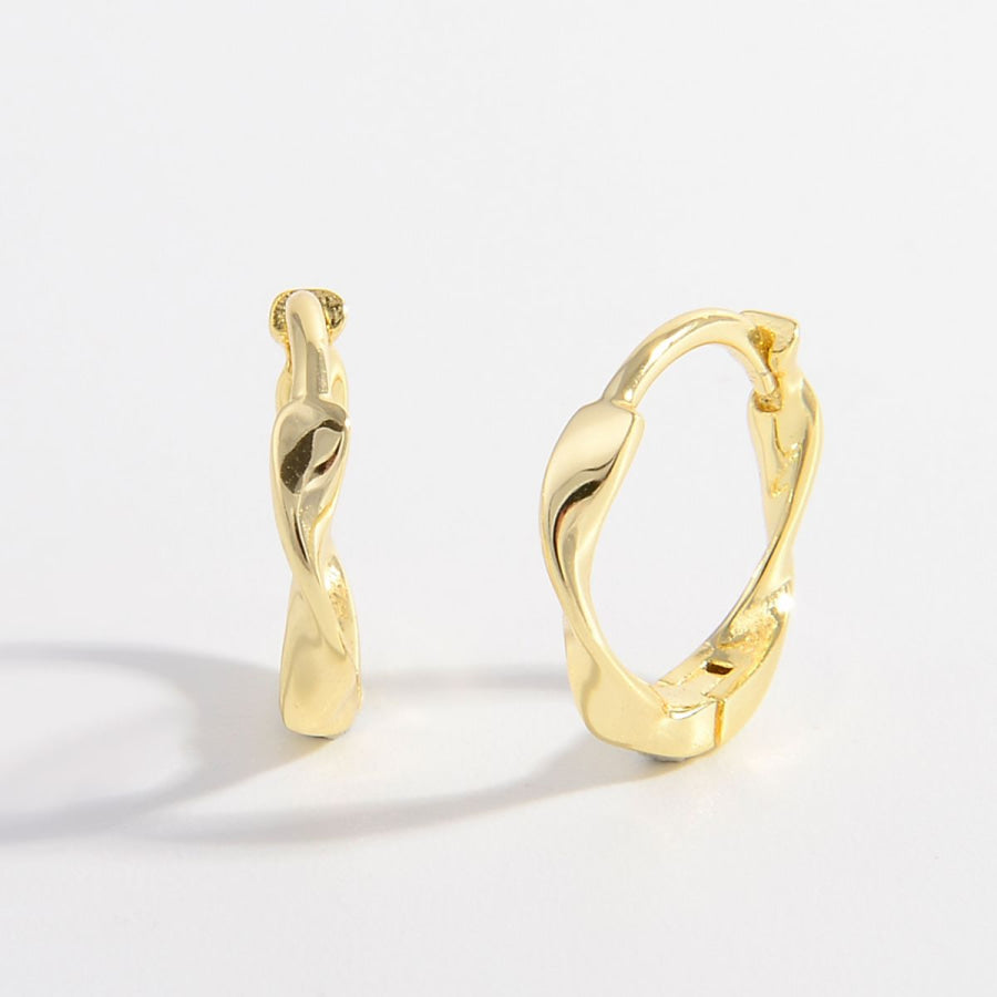 925 Sterling Silver Hoop Earrings Gold / One Size Apparel and Accessories