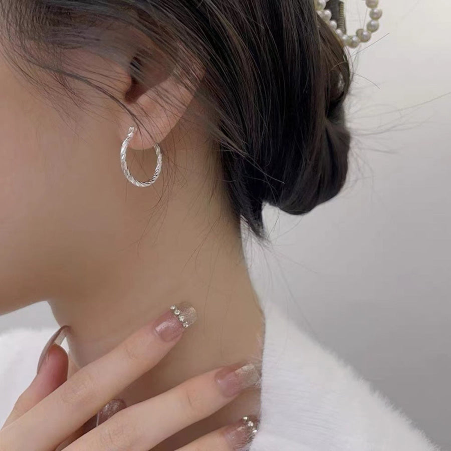 925 Sterling Silver Hoop Earrings Silver / One Size Apparel and Accessories