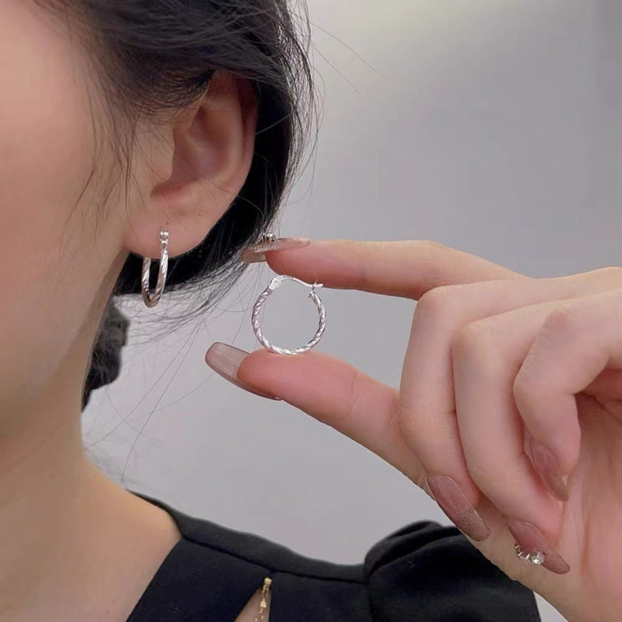 925 Sterling Silver Hoop Earrings Silver / One Size Apparel and Accessories