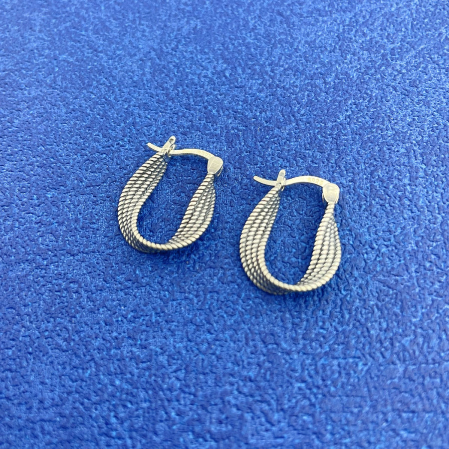 925 Sterling Silver Hoop Earrings Silver / One Size Apparel and Accessories