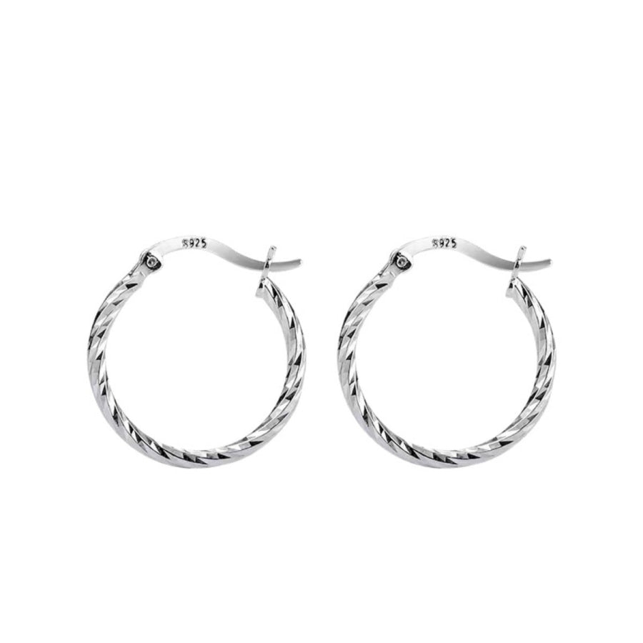 925 Sterling Silver Hoop Earrings Silver / One Size Apparel and Accessories