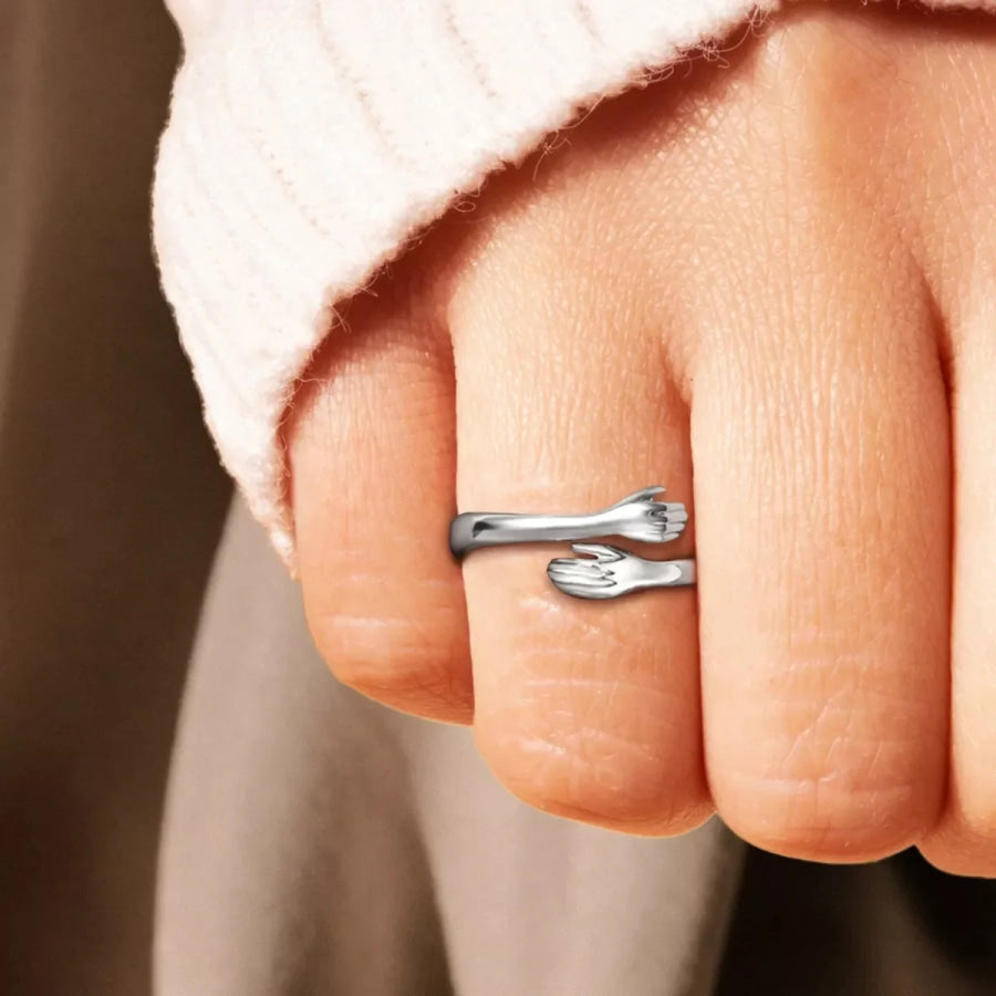 925 Sterling Silver Hug Bypass Ring Silver / 7 Apparel and Accessories