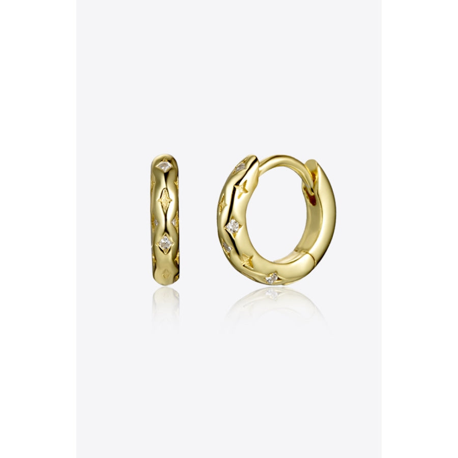 925 Sterling Silver Huggie Earrings Gold / One Size