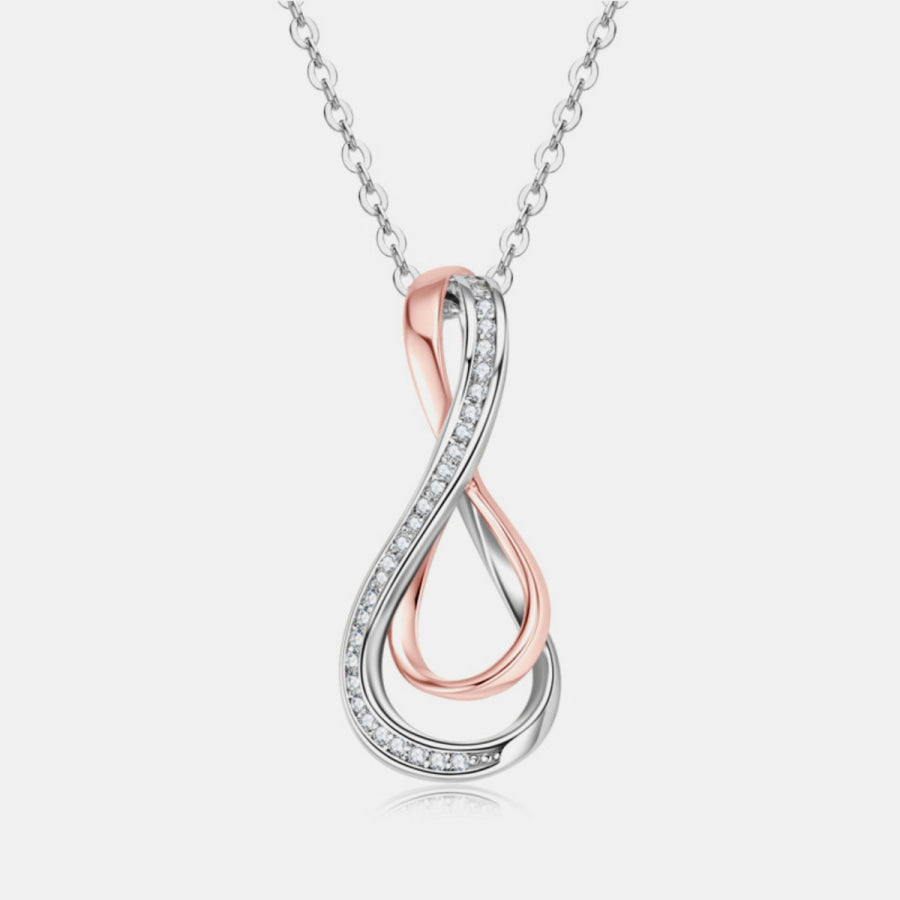 925 Sterling Silver Inlaid Moissanite Infinity Pendant Necklace Silver / One Size Apparel and Accessories