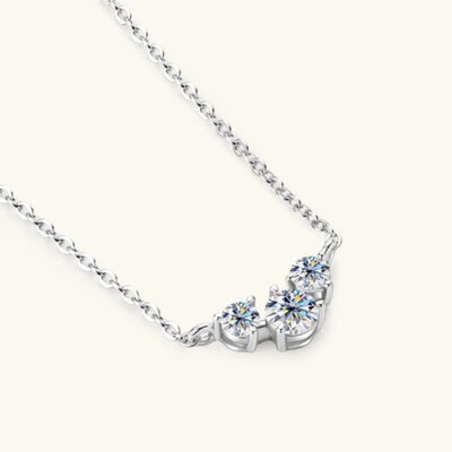 925 Sterling Silver Inlaid Moissanite Necklace Apparel and Accessories