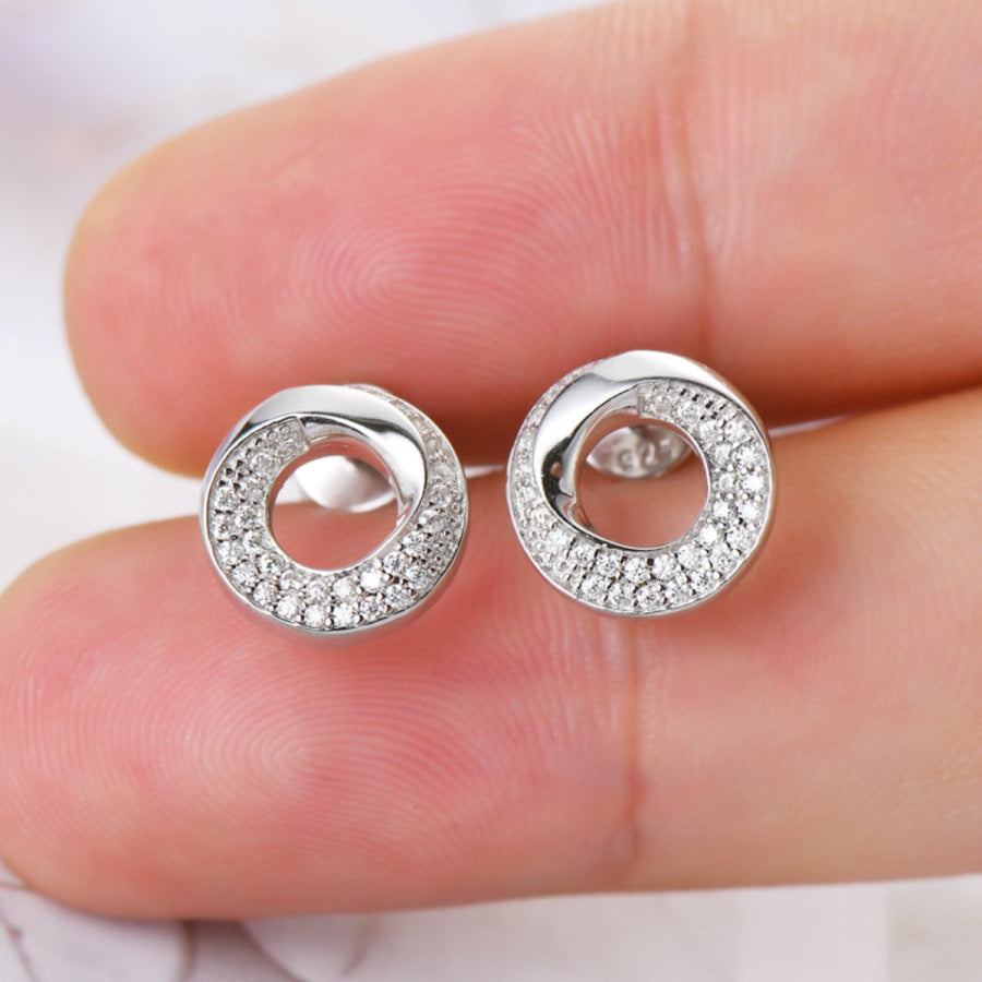 925 Sterling Silver Inlaid Moissanite Stud Earrings Apparel and Accessories