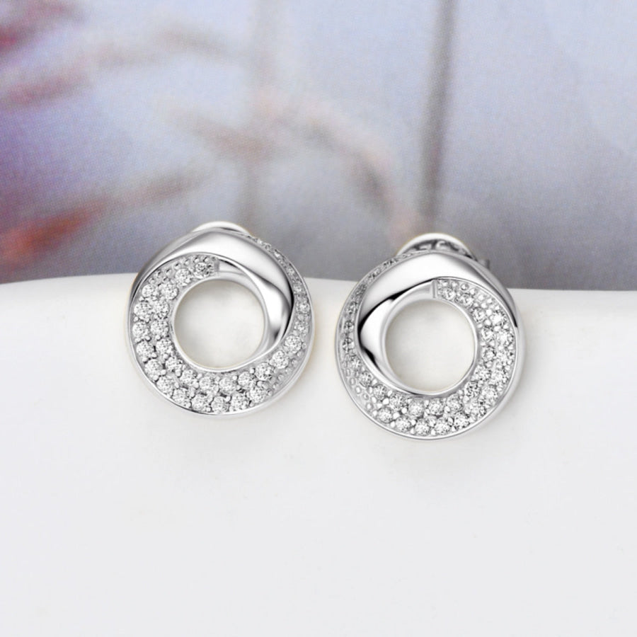 925 Sterling Silver Inlaid Moissanite Stud Earrings Apparel and Accessories