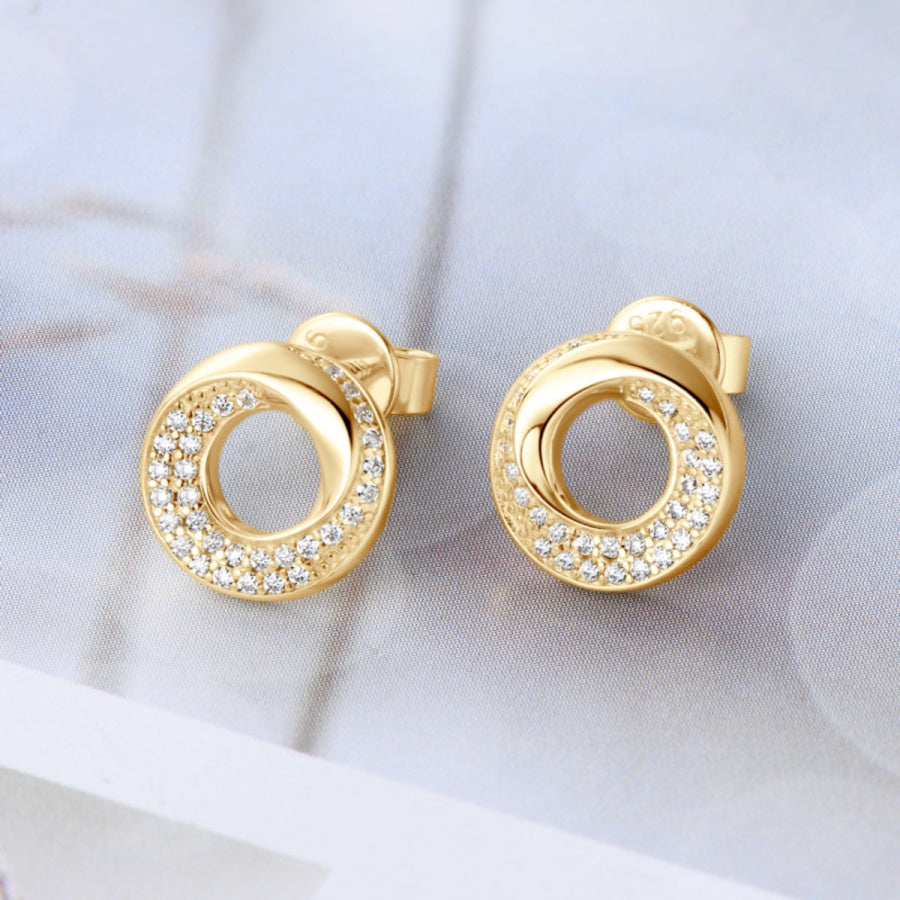 925 Sterling Silver Inlaid Moissanite Stud Earrings Gold / One Size Apparel and Accessories