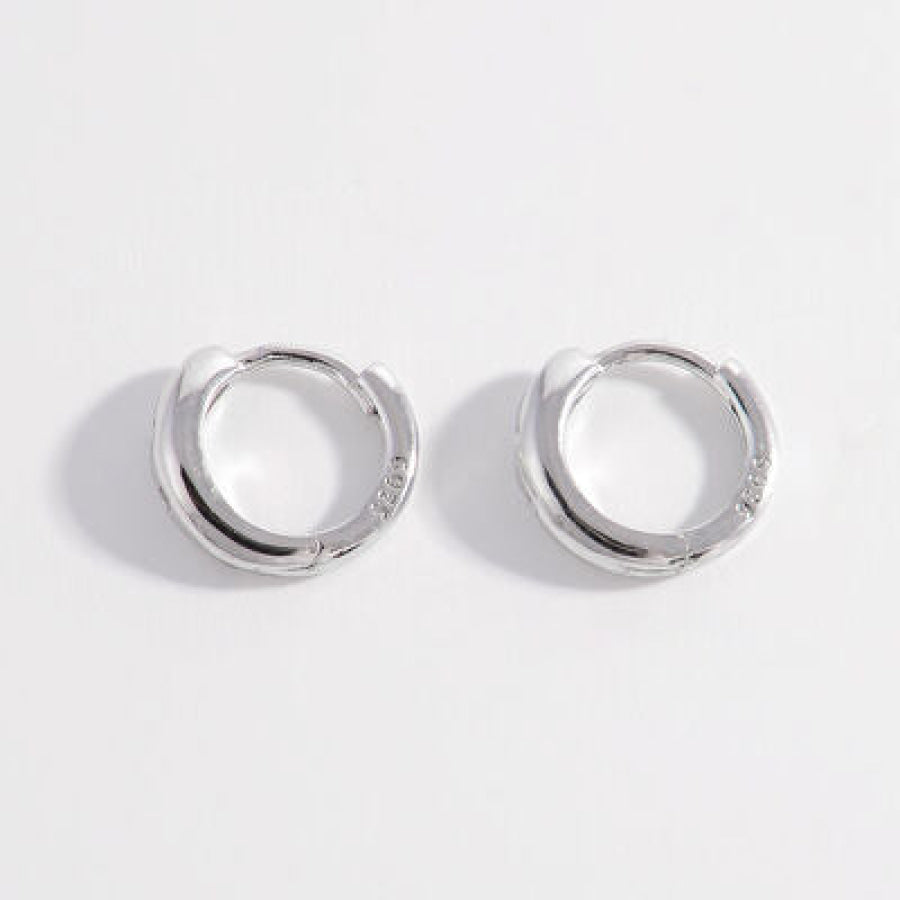 925 Sterling Silver Inlaid Zircon Huggie Earrings / One Size Apparel and Accessories