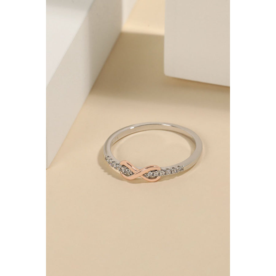 925 Sterling Silver Inlaid Zircon Infinity Symbol Ring Apparel and Accessories