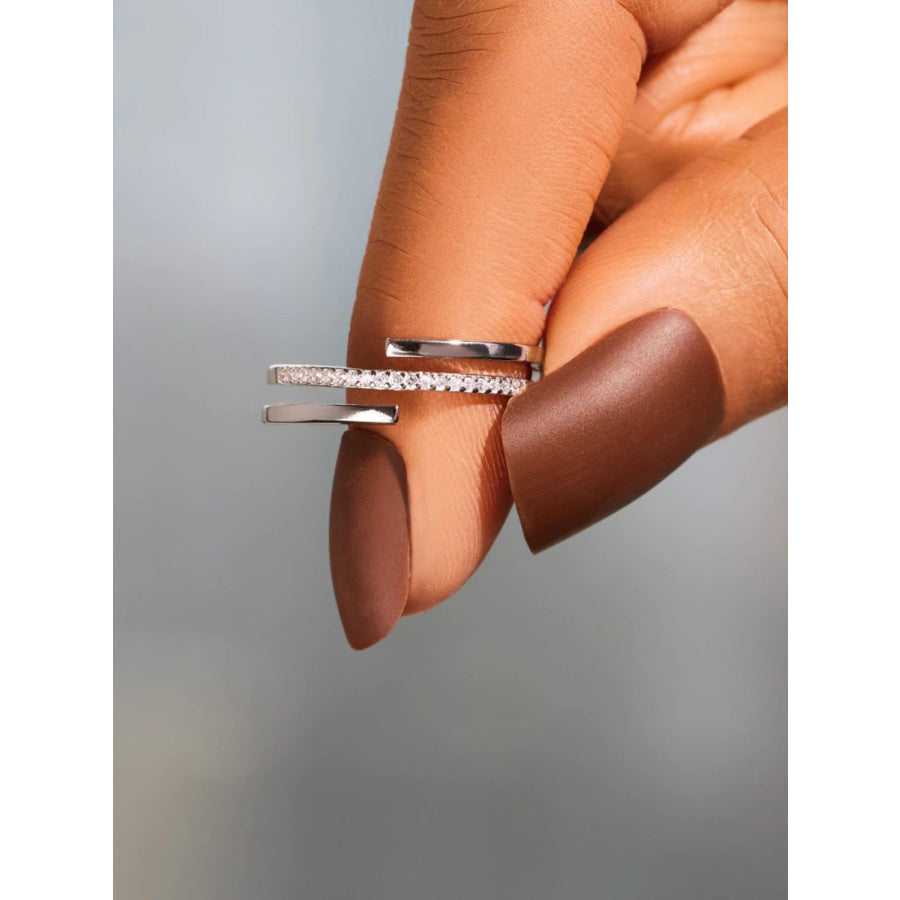 925 Sterling Silver Inlaid Zircon Ring Apparel and Accessories