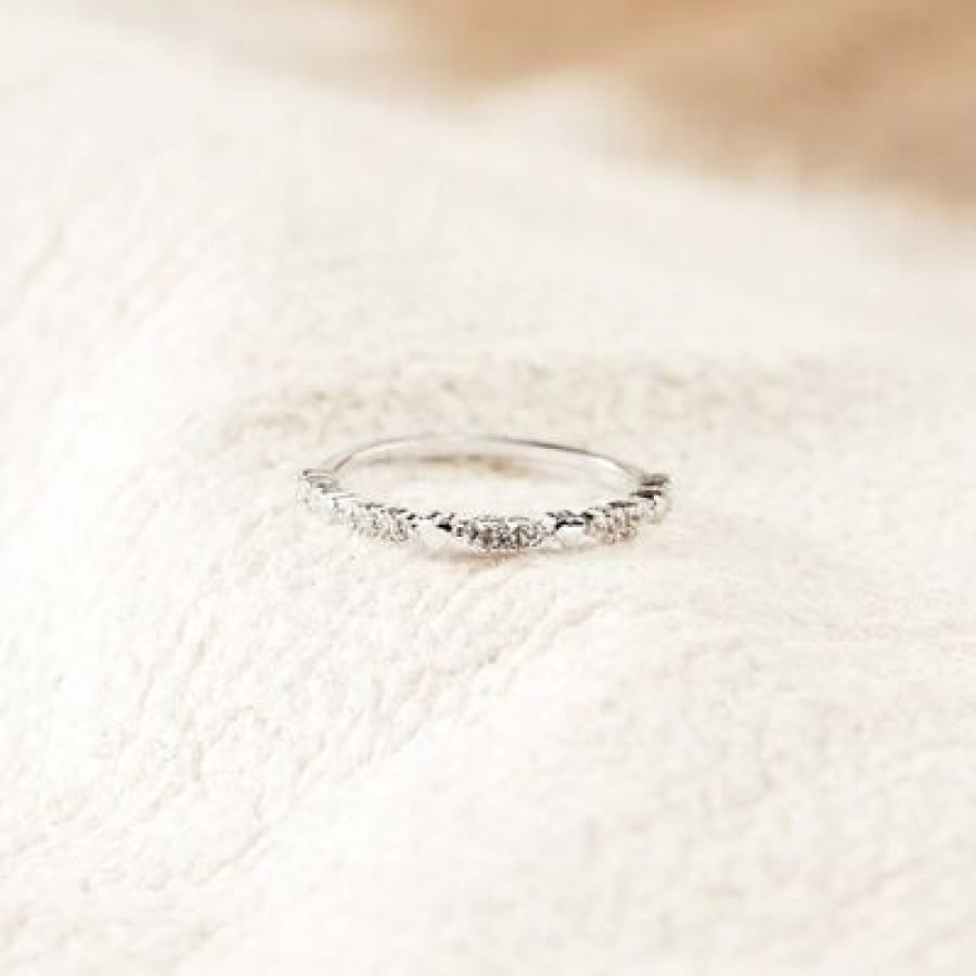 925 Sterling Silver Inlaid Zircon Ring / 6 Apparel and Accessories